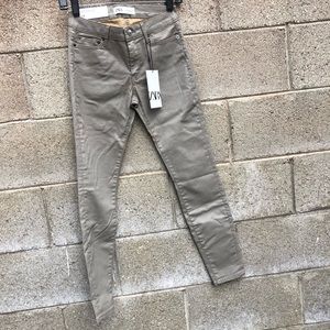 Zara Slim Fit The skinny in Mouse Coated Jeans Sz2